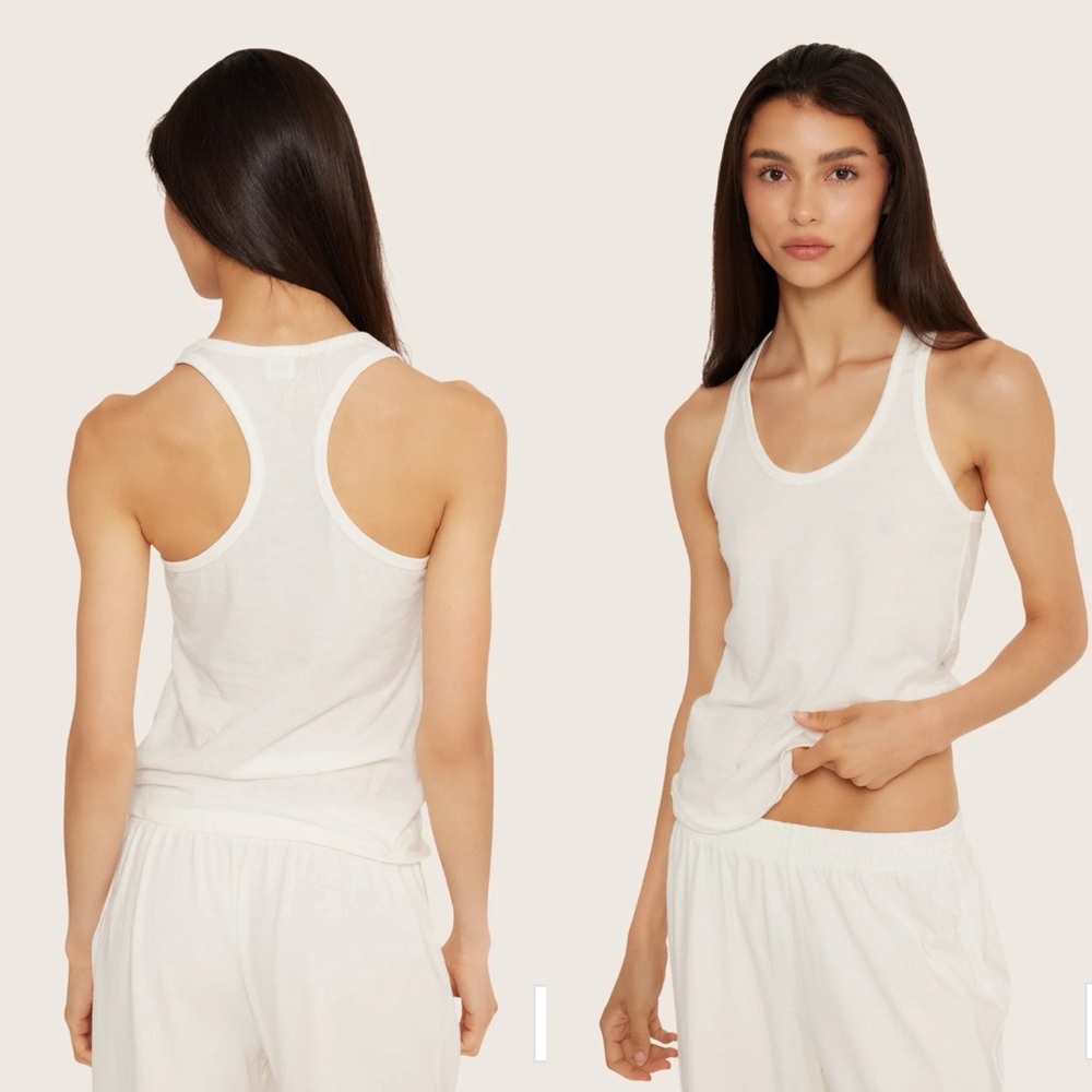 Brand New Set Active Classic Cotton Daily Racer Tank in Blanc White Size Small